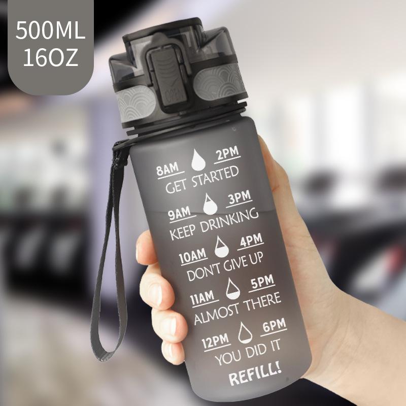 1L/500mL Plastic Kettle Tritan Material Matte Gradient Bounce Sports Water Bottle Space Cup Travel Cup