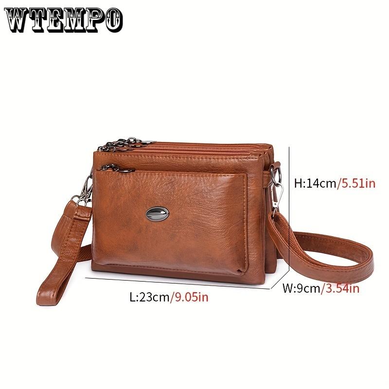 Soft Faux Leather Crossbody Bag, Retro Wristlet Handbag, Fashion Clutch Purse For Women