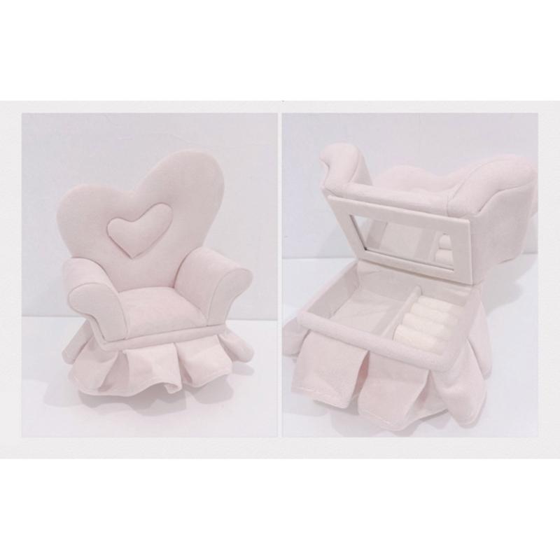 Schmuckschatulle in Sofaform, wunderschönes Schmucketui, Schmuckaufbewahrungsorganisator, Plüschstruktur zur modischen Schmuckaufbewahrung