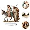 Ornament plat acrilic 2D Statuia Nașterii Domnului Accesorii Figurină de Crăciun Centru de masă de Crăciun