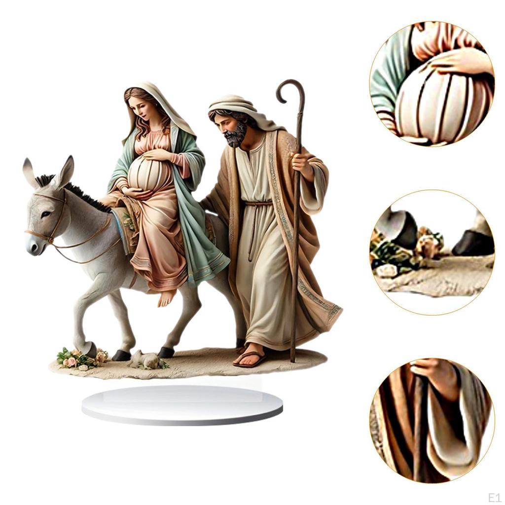 Ornament plat acrilic 2D Statuia Nașterii Domnului Accesorii Figurină de Crăciun Centru de masă de Crăciun