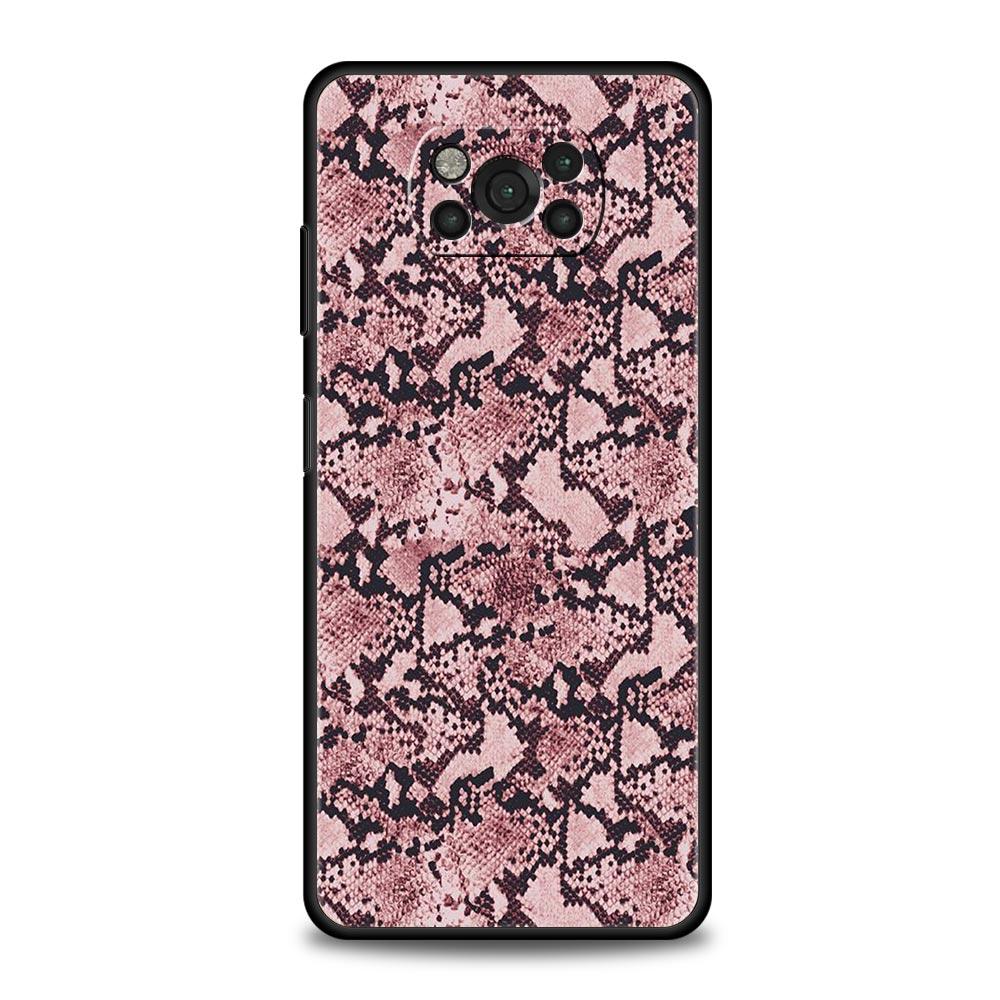 Pretty Luxury Snake Skin Phone Case For For Xiaomi Poco X6 X5 Pro X4 X3 NFC F5 Pro F4 F3 GT M5 M4 Pro 5G M3 C51 C50 C55 Cover