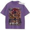 Unisex Washed Black Vintage Tshirt Attack On Titan Survey Corps Highquality Fabric for Home Leisure Travel Shopping