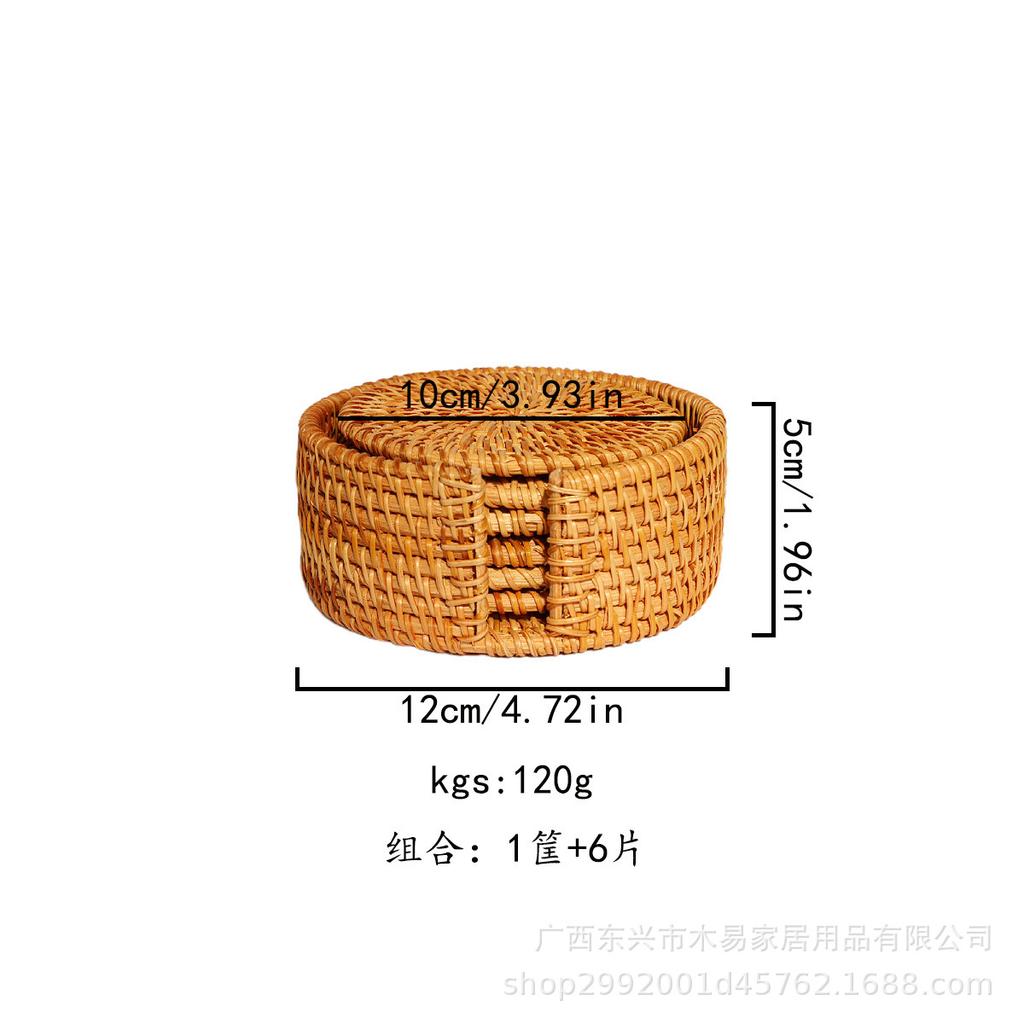 Autumn Rattan Woven Coaster Tea Set Accessories Thermal Insulation Mat Bowl Mat Dining Table Mat