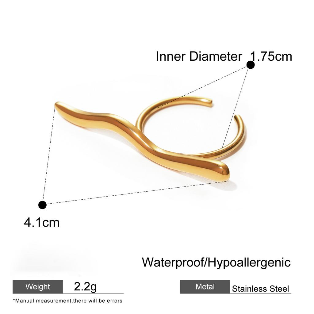 Hot Selling Classic Style Stainless Steel and PVD 18K Gold Plated Waterproof Jewelry Rings ODM Geometry Personality Rings