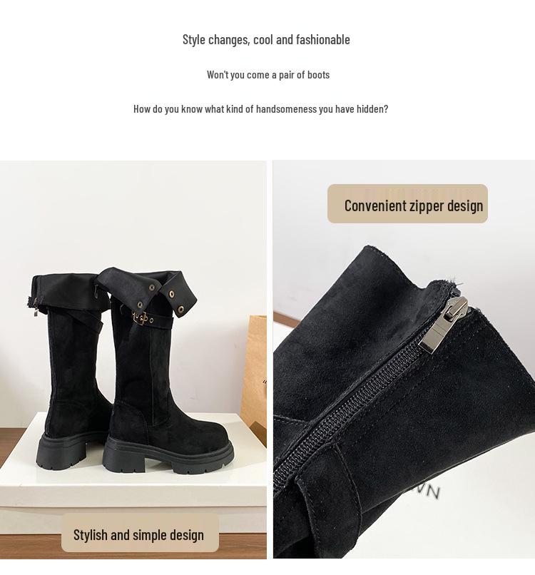 2025 Plus Size Women's Over-the-Knee Thick-Soled Slimming Elastic Boots