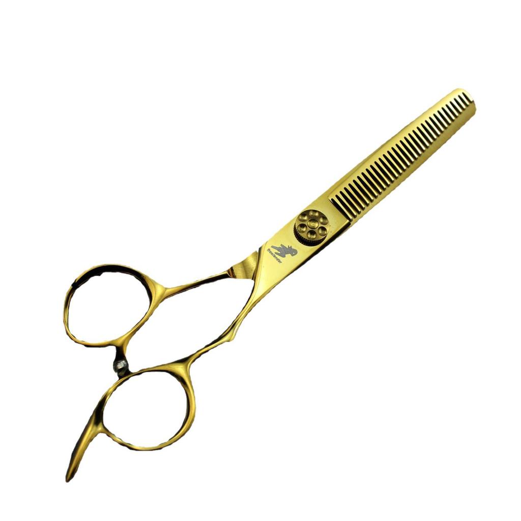 GMG-05 6-inch Gold Thick Handle Hairdressing Scissors - Straight, Bang, Thinning.