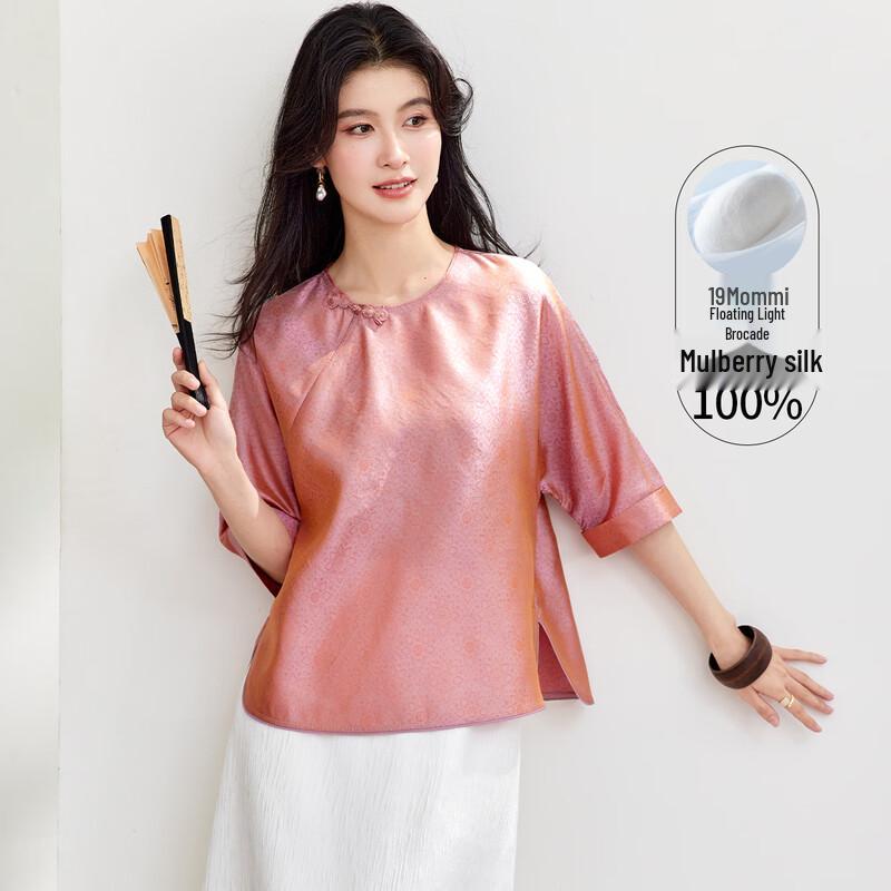 Women s Mulberry Silk New Chinese Style Jacquard T-shirt XL