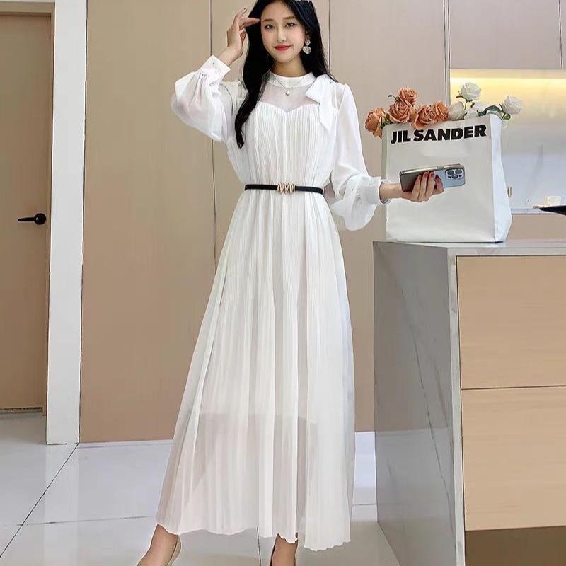 

Весеннее милое платье с бантом из шифона, с рукавами-буфами, приталенное и с плиссировкой One Size