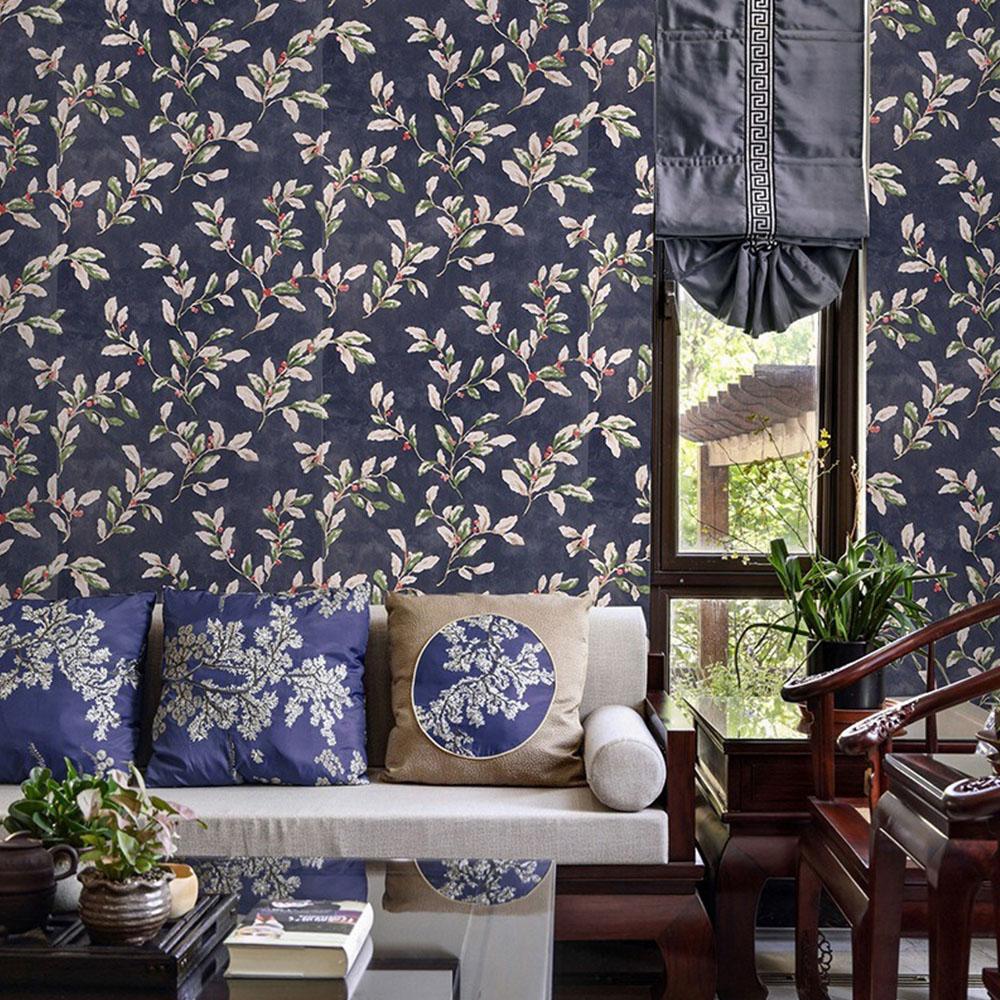 Vintage Floral Green Leaf Peel And Stick Retro European Style Self-adhesive Waterproof Wallpapers Living Room Bedroom Renovation