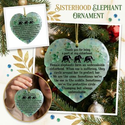 Heartfelt Elephant Keepsake - Ceramic Heart Ornament, Friendship Gift • Elephant Ornament