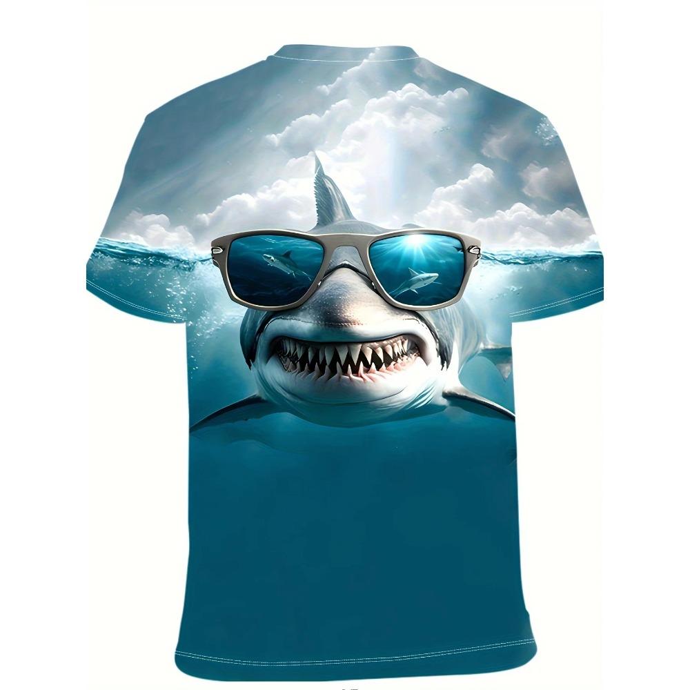 Funny Ai Shark Pattern T Shirt For Men Marine Animal 3D Printed Tees Tralalero Tralala Short Sleeve Round Neck Tops T-Shirts