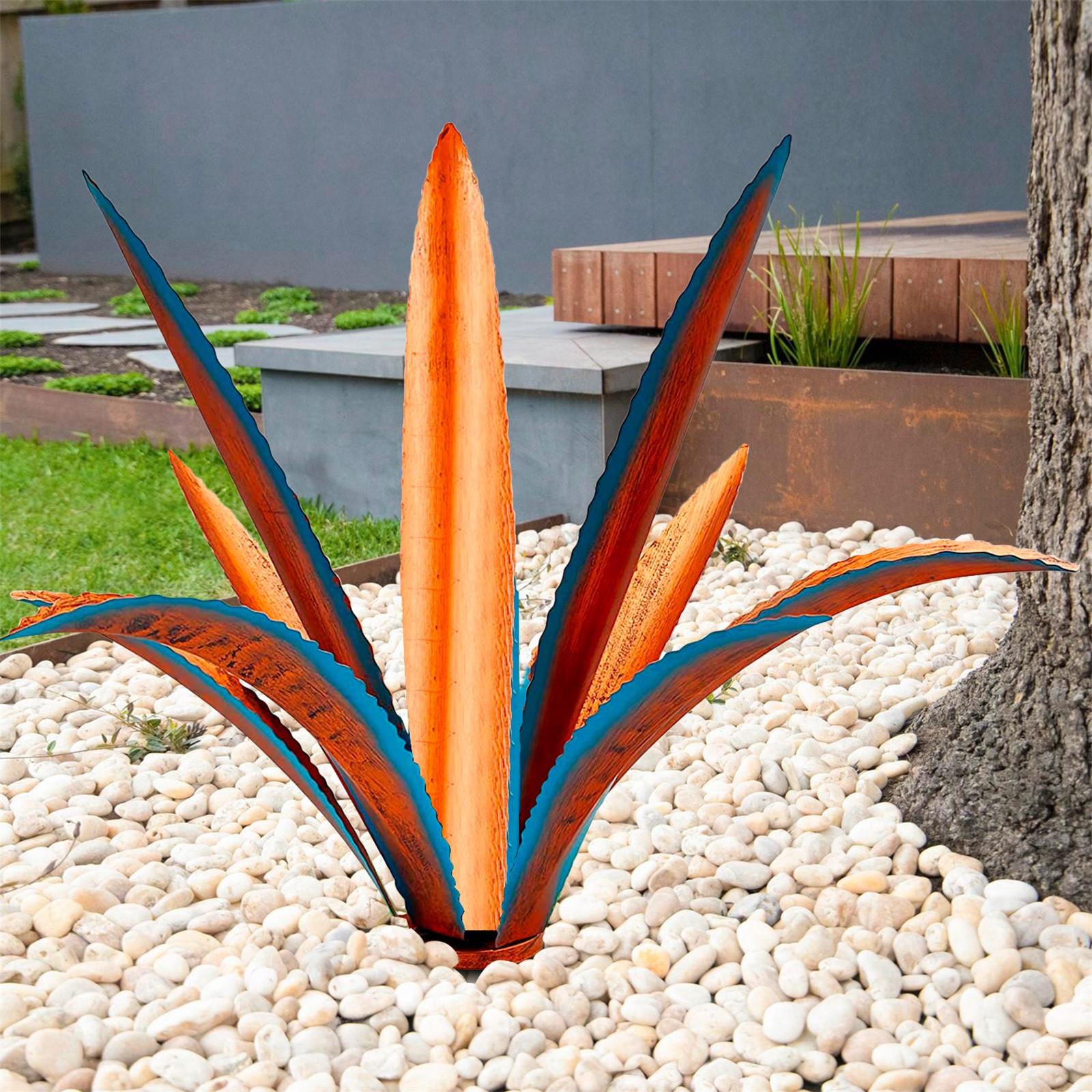 

17-дюймовая металлическая художественная текила в деревенском стиле, скульптура для сада и двора, домашний декор, 9 листьев One Size синий