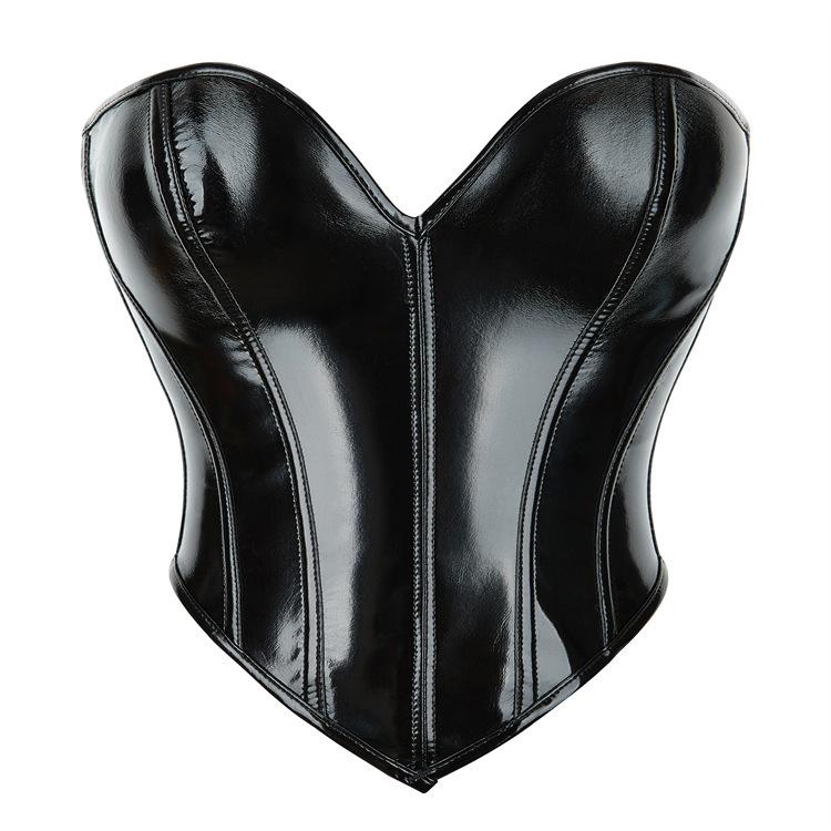 Women Sexy Leather Boned Bustier Push Up Shaping Corset Top S