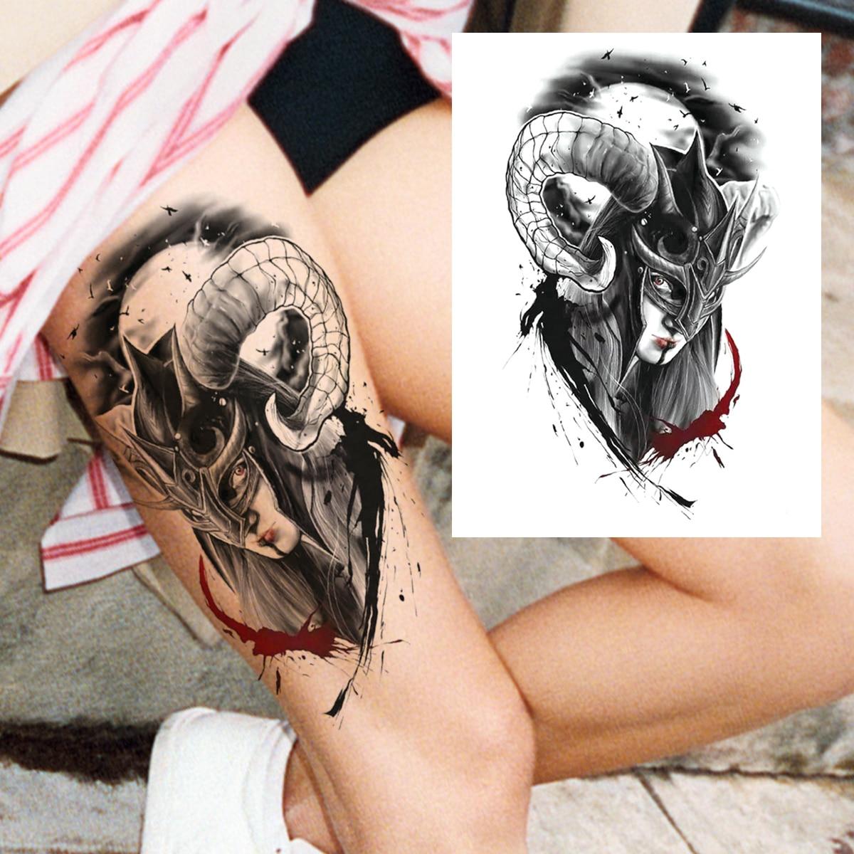 

Черный Волк Демон Временные Татуировки Для Мужчин Женщин Взрослых Детей Поддельные Сова Скелет Татуировки Наклейки Воин Тигр Рисунок Тела Татуировки Ноги