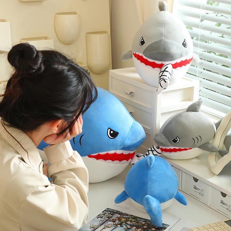 Shark Eating Small Fish Plush Toy With Pp Cotton Soft Stuffed Animal For Kids And Children