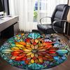 1pc Stained Glass Mandala Office Round Area Rug, Under Office Chairs Bedroom Living Room Home Decor, Room Deco