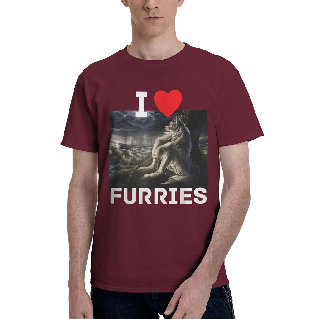 I Heart Furries Funny Cringe Furry Alpha Werewolf Wolf Meme T Shirt For Men Summer T-Shirts Comfortable Tee Shirt Big Size Tops
