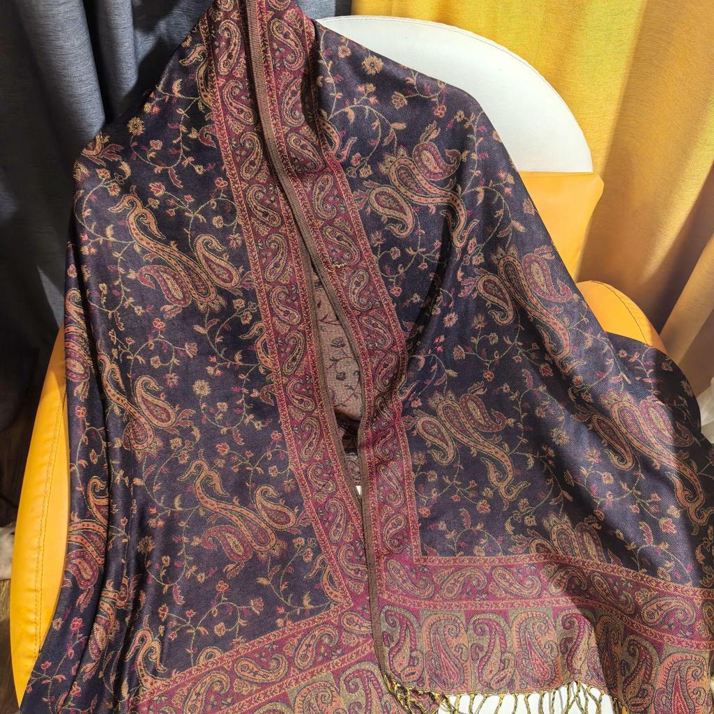 2025 Women's Soft Breathable Jacquard Tassel Scarf - Imitation Cashmere, Autumn Winter Versatile Shawl & Neck Warmer, Light Luxury Style