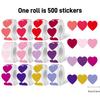 Heart-Shaped Love Stickers - 500 Self-Adhesive Labels per Roll
