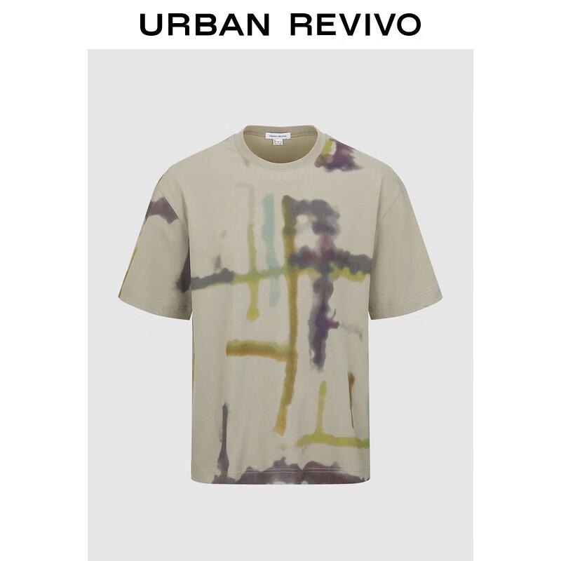 Men s Casual Abstract Print Crew Neck T-Shirt XS