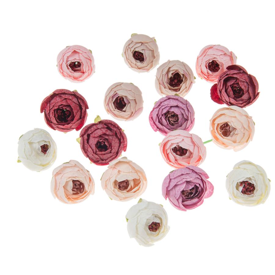 

50/100Pcs Artificial Flowers Silk Tea Rose Bud Hot sales for Christmas Home Wreaths Wedding Decorative party Diy Gifts Candy Box 50pieces