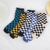 5Pairs Simple and Colorful Checkerboard Socks Medium Socks Fashion Checkered Warm Socks