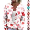 Women's Fashion Printed Long-Sleeved Knit Cardigan Button-Down Jacket