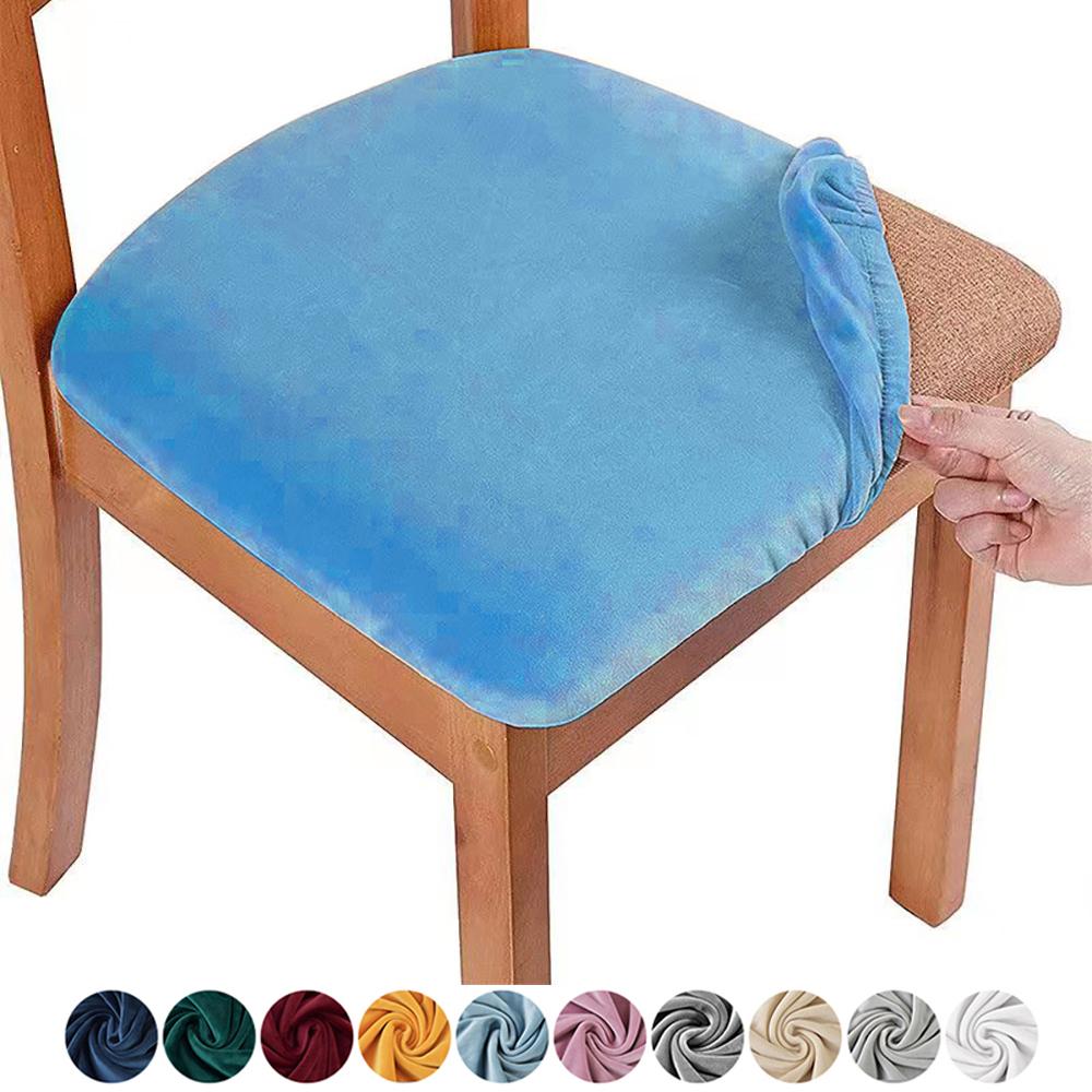 

Бархатный чехол на сиденье стула, плюшевые чехлы на стулья для столовой, нескользящая защита для стульев, чехол из полиэстера, подходит для офиса, кухни