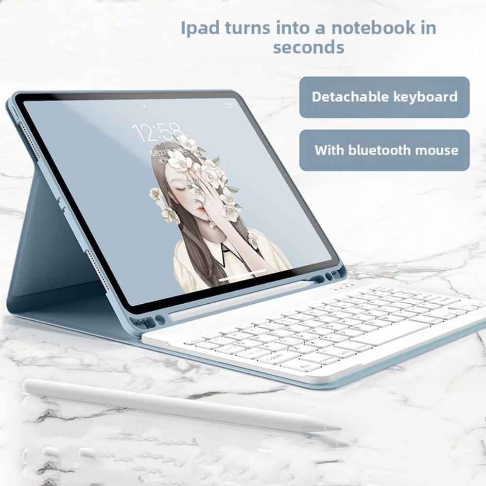 Bluetooth Keyboard Leather Case for IPad 10 10.2 with Pencil Slot Compatible Air 5 Pro 12.9 Mouse