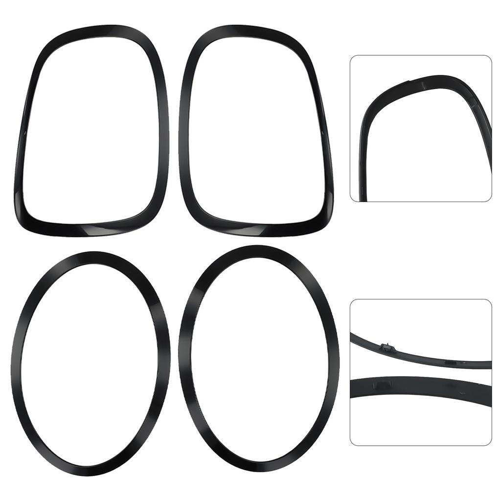 4pcs Headlight Trims Taillight Trims FOR MINI F55/F56/F57 14-21 GLOSS Headlight Taillight RingsLIGHT RINGS TRIM Left Right