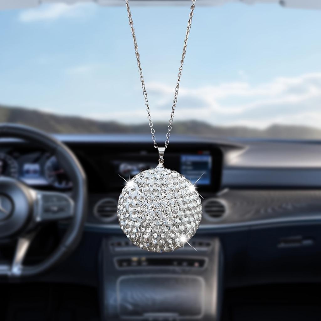 1PC Diamond studded car crystal ball pendant, full diamond round ball, car rearview mirror decoration pendant