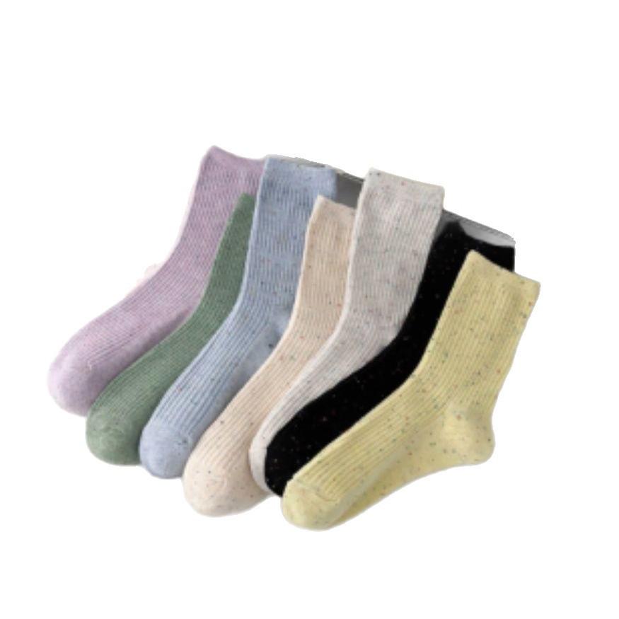 Women's Autumn/Winter Slouch Mid-Calf Socks, Trendy Ins Style, Colorful Polka Dot Mesh, Double-Needle Long Design.