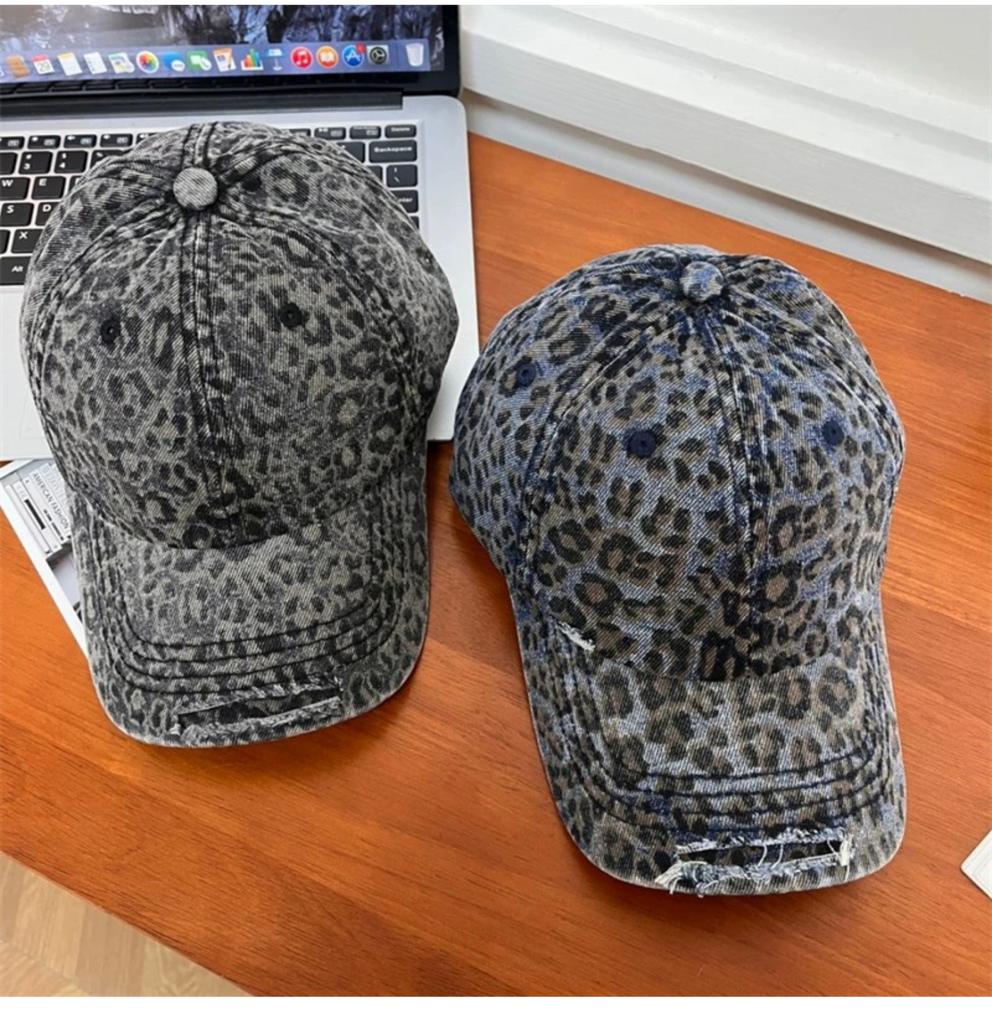 Cappellini da Baseball Leopardati Donna Lavati Vintage Street Primavera Autunno Snapback Cappelli Per Donne Uomini Cappello da Papà Parasole Visiera Cappellino