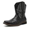 Men's Western Cowboy Boots: Retro Crocodile Pattern Embroidered Leather Knight Boots, Large Size, High Cut