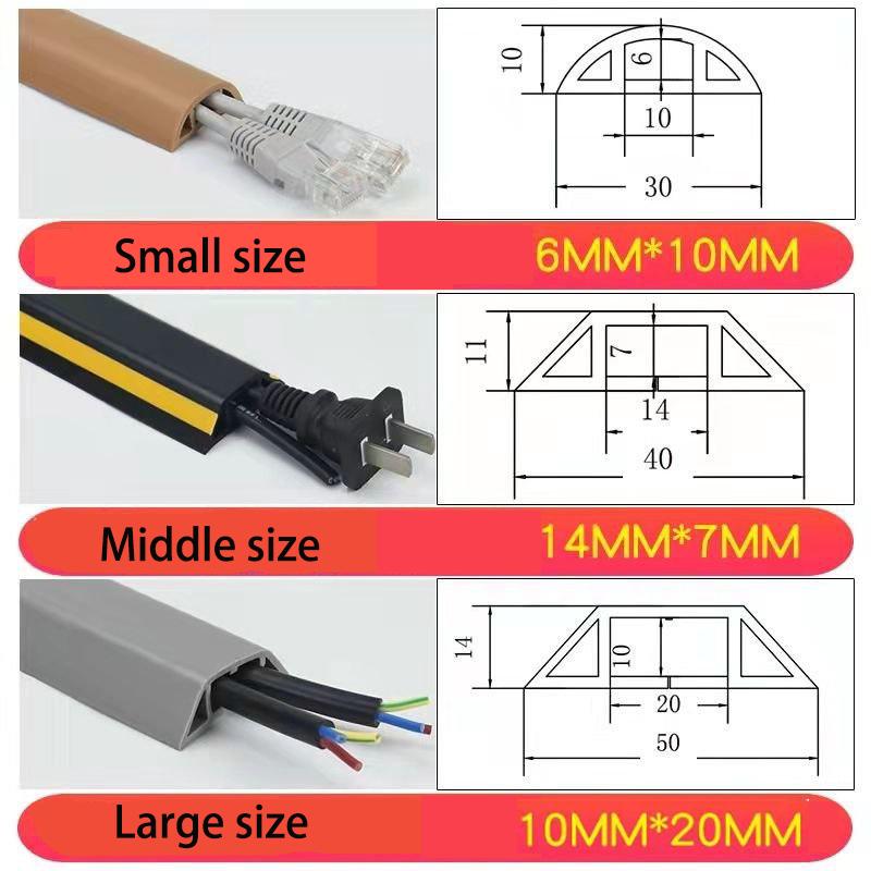 PVC Flexible Rubber Cable Protection Trough, Pressure-resistant Cable Tray, Rubber Strip Trunking for Electrical Wire Storage