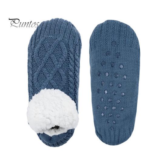 1 Pair Winter Floor Socks Thick Plush Knitted Heat Retention Anti-slip Silicone Sole V-Shaped Ribs Warm Daily Home Wear Bedroom Socks