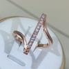 Sterling Silver Creative Letter "N" Shape Ring Ladies Small Zircon Rose Gold Ring Party Birthday Jewelry Gift