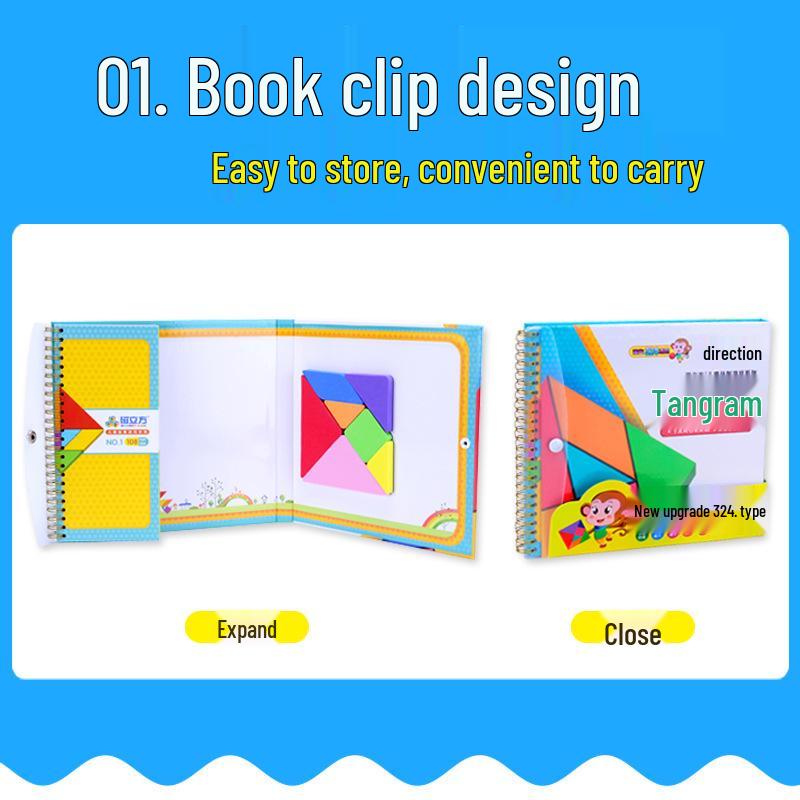 Mini Magnetic Tangram Cube with 72 Educational Challenges for Kids