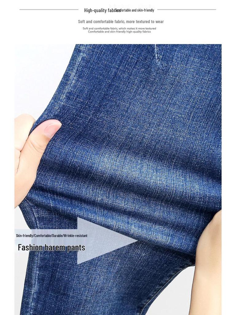 Damskie jeansy stretch plus size: Wyszczuplające spodnie haremowe dla krągłych figur