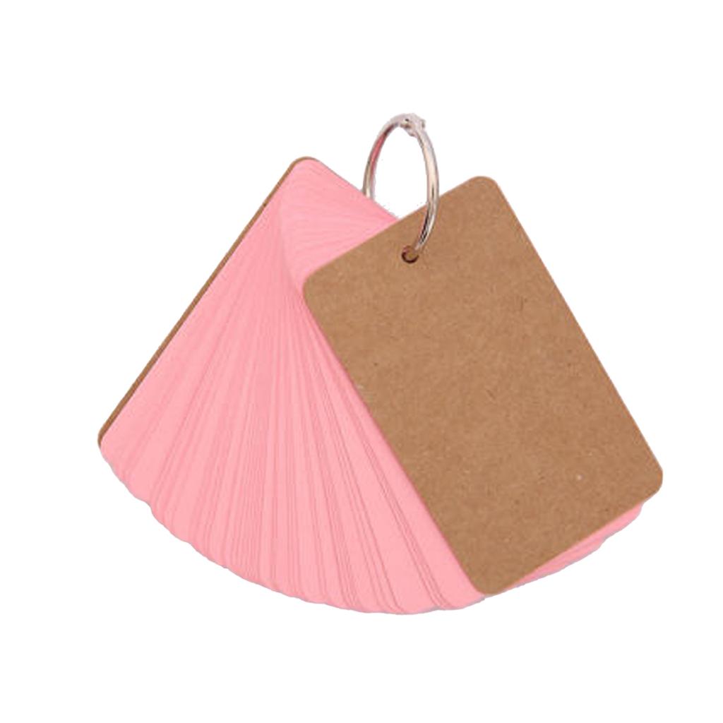50Sheets Unlined Index Cards with Binder Rings Revision Card Punched Note Card Unruled Study Card Flashcard for Learning