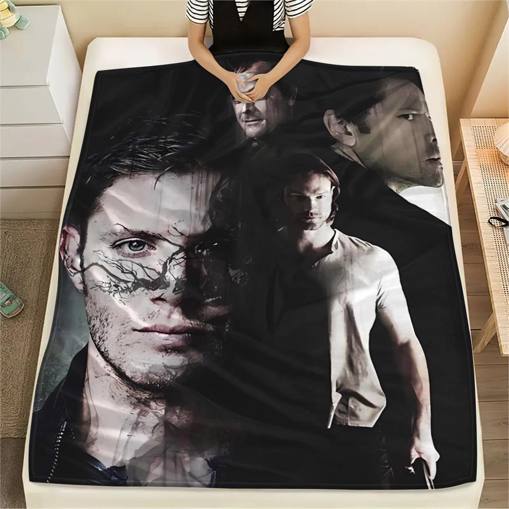 1Pc Supernatural Brothers Print Flannel Blanket, High quality Comfortable for All Seasons, Home Decor, Warmth and Comfort, Perfect for Christmas Gifts