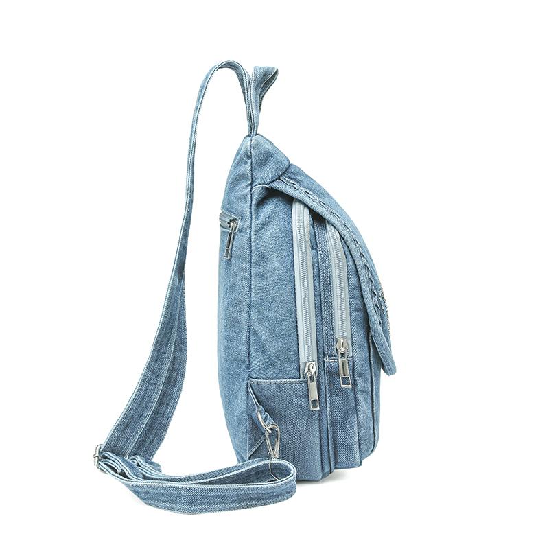 Zaino Borsa a Tracolla da Donna Borsa da Petto Multiuso Zaino in Denim All-match