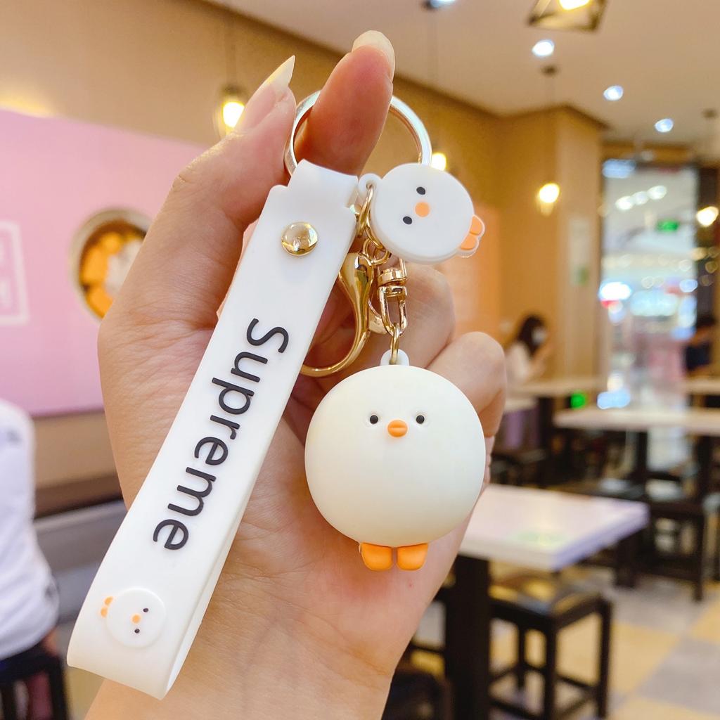 Porte-clés Poulet Mignon Créatif Pendentif de Sac Porte-clés de Voiture Poupée de Dessin Animé