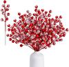 10/20 Stück Künstliche Rote Fruchtpflanzen mit Schnee Rote Frucht Weihnachtsbaumdekoration Party Heimzimmerdekor Neujahr Weihnachtsgeschenk