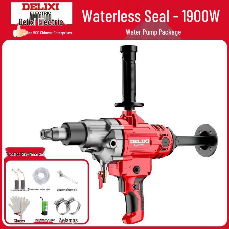 Delixi High-Power Dual-Use Core Drill: Wet/Dry Concrete & Air Conditioner Hole Drilling Machine, Handheld/Desktop Usage.