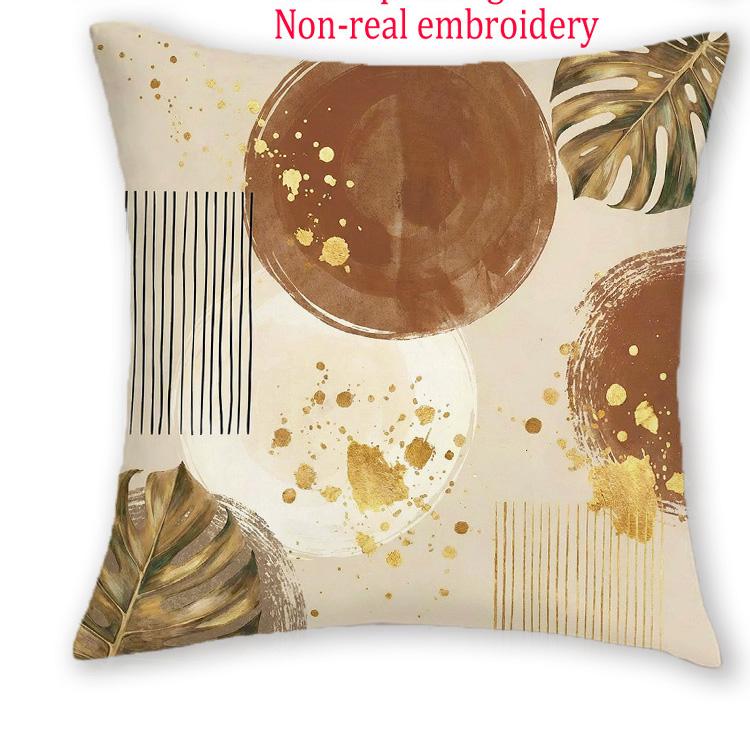 1/4pcs Boho Tropical Palm Monstera Leaf Throw Pillow Covers Modern Abstract Geometric Gold Foil Accent Cushion Cases 45x45cm-1pcs