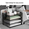 Multi-Layer A4 Desktop File Organizer and Bookends: Office Document Rack and Storage Box