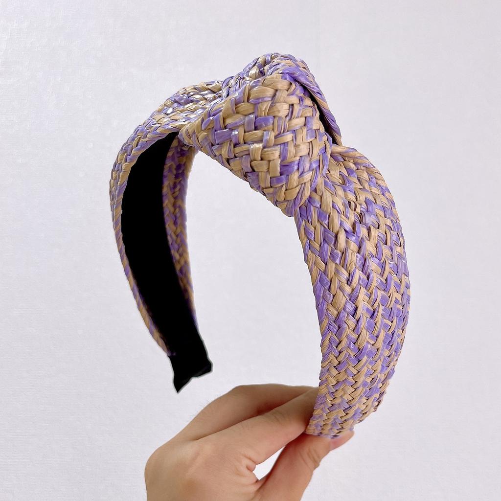 PROLY New Fashion Women Headband Raffia Pressed Knotted Hairband Wide Side Autumn Headwear Hair Accessories
