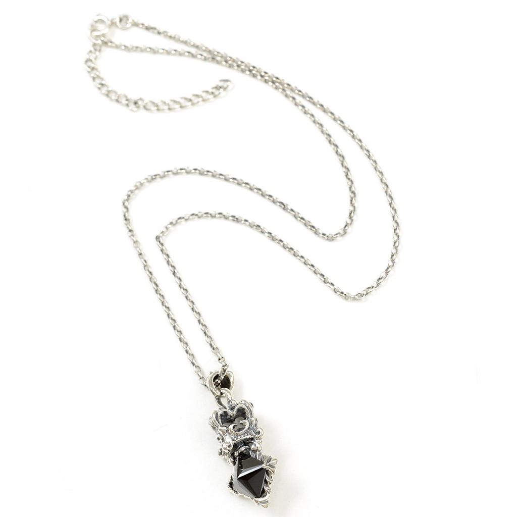 Silver 925 Onyx Necklace Crown Natural Stone Power Stone [Ishiki] [663svn]